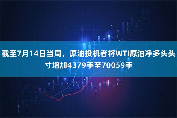 截至7月14日当周，原油投机者将WTI原油净多头头寸增加4379手至70059手